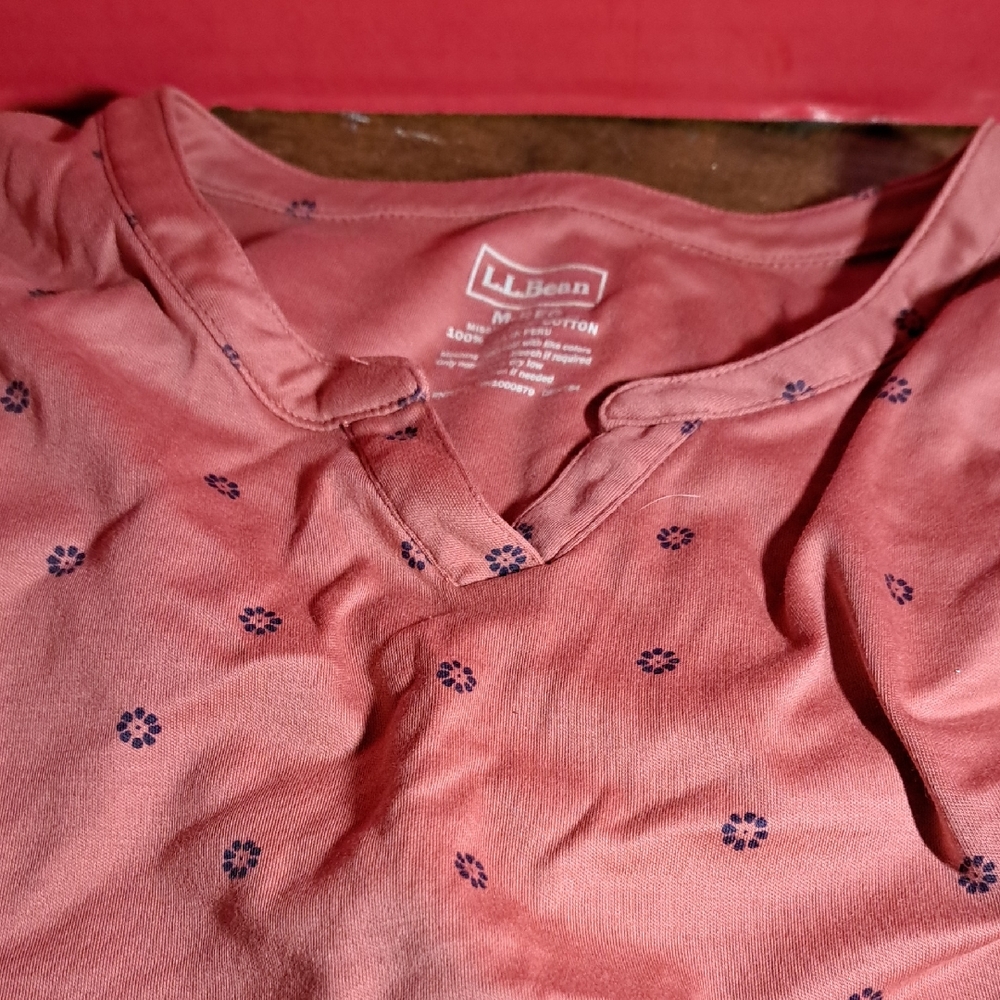 L.L. Bean Rust Floral Patterned Top